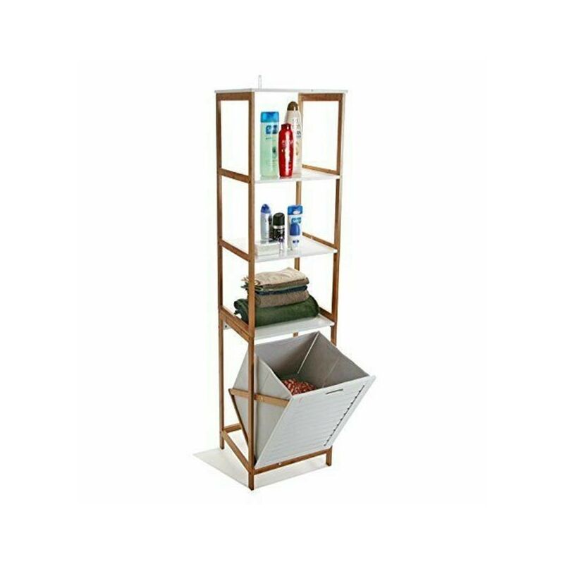 immagine 0 del prodotto mobile scaffale 4 mensole con contenitore mobiletto per panni da bucato in bagno