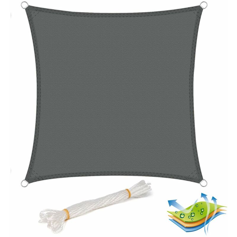 foto del prodotto tenda a vela parasole telo da sole pes protezione solare anti uv esterni grigio 2x2m woltu