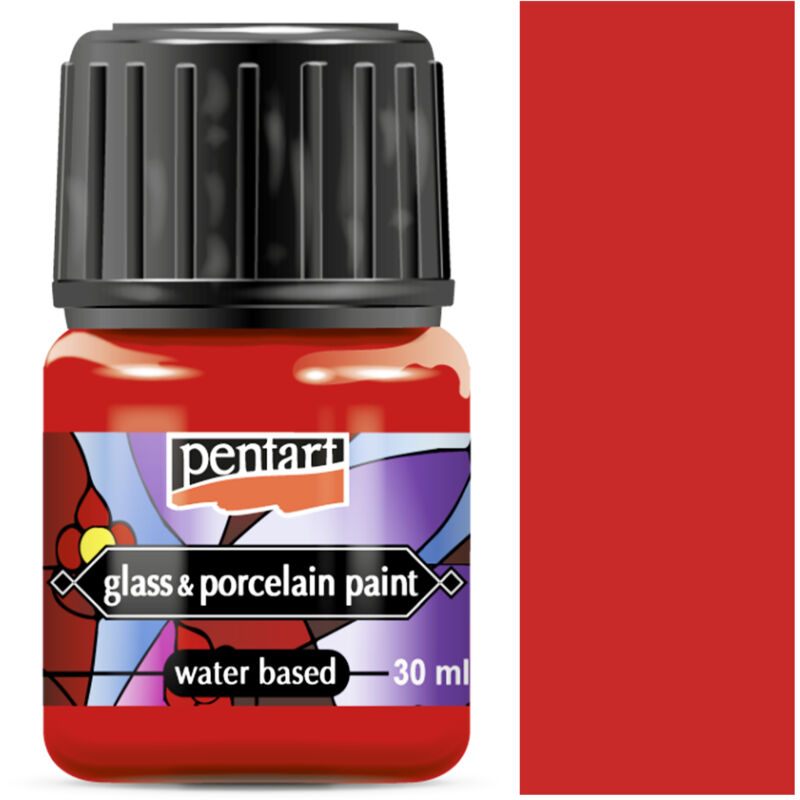 foto del prodotto vernice per porcellana, vetro, metallo, pentart rosso, per decorazioni ceramica, 30 ml