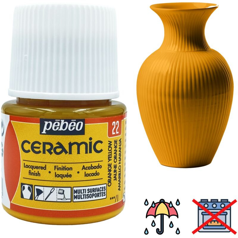 foto del prodotto pittura ceramica decorativa a freddo pebeo 22 giallo arancione 45ml