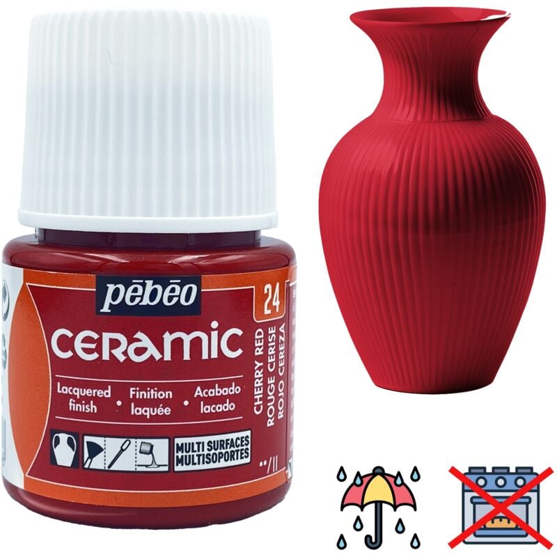 foto del prodotto pittura decorativa ceramica fredda pebeo 24 rosso ciliegia 45ml