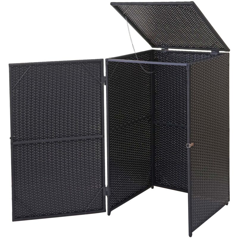 foto del prodotto pattumiera da esterno per riporre i contenitori della spazzatura 110x65x66 cm polyrattan nero 120 litri 040002857