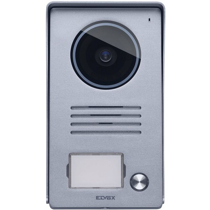 foto del prodotto 40921.p1 targa esterna audio video in alluminio, per videocitofono vivavoce a colori lcd 7in con cornice parapioggia, 1 pulsante, installazione a