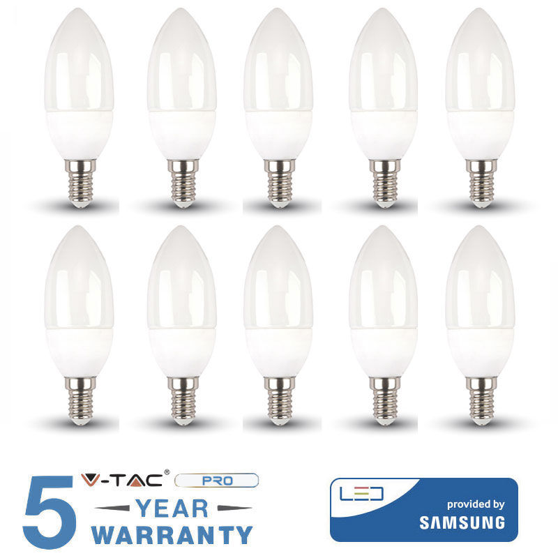 foto del prodotto 10 v tac pro lamapadina led chip samsung e14 5,5w candela 6400k dimmerabile