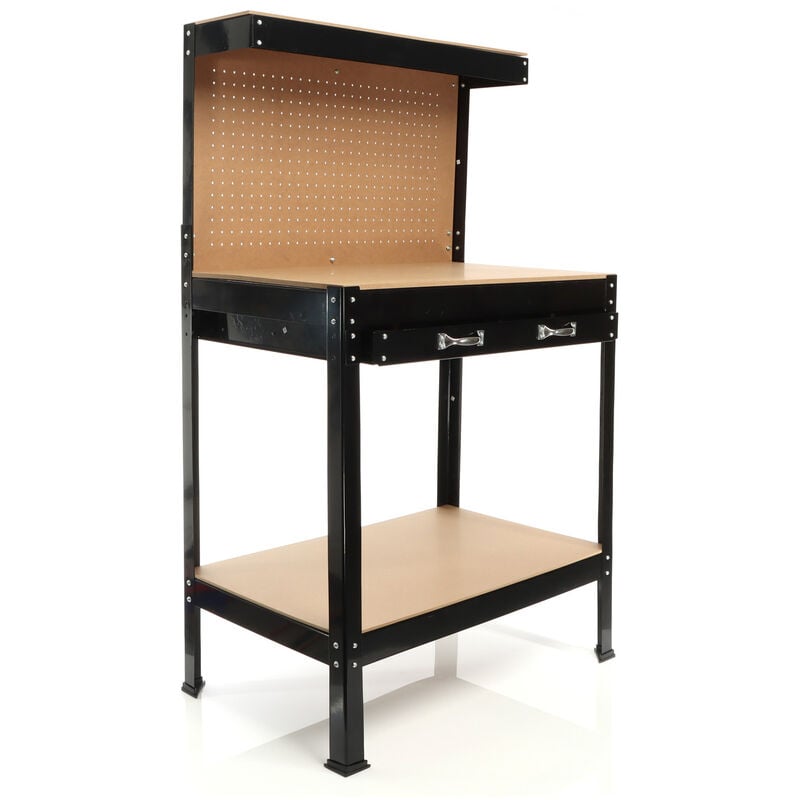 foto del prodotto wiltec banco da lavoro 800x500x1400mm tavolo da officina con parete forata
