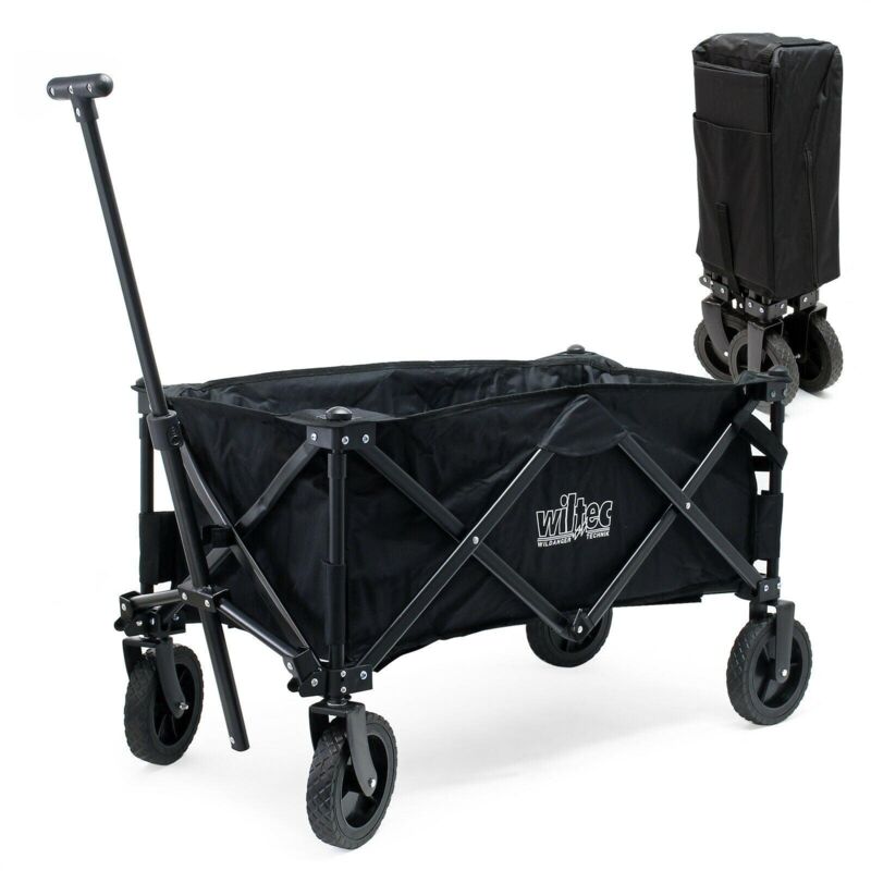 foto del prodotto carrello da trasporto pieghevole protezione solare devil transport beach garden nero