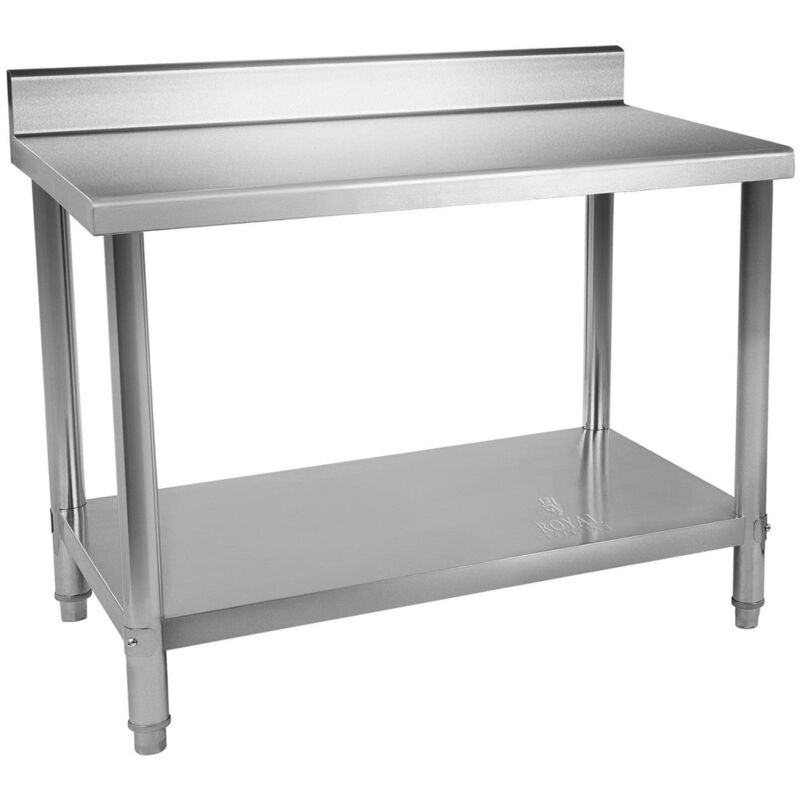 foto del prodotto tavolo da lavoro professionale da cucina in acciaio inox 100 x 60 cm portata 90 kg con alzatina