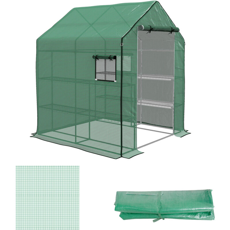 foto del prodotto outsunny copertura ricambio per serra con porta e finestre 140x143x190cm verde