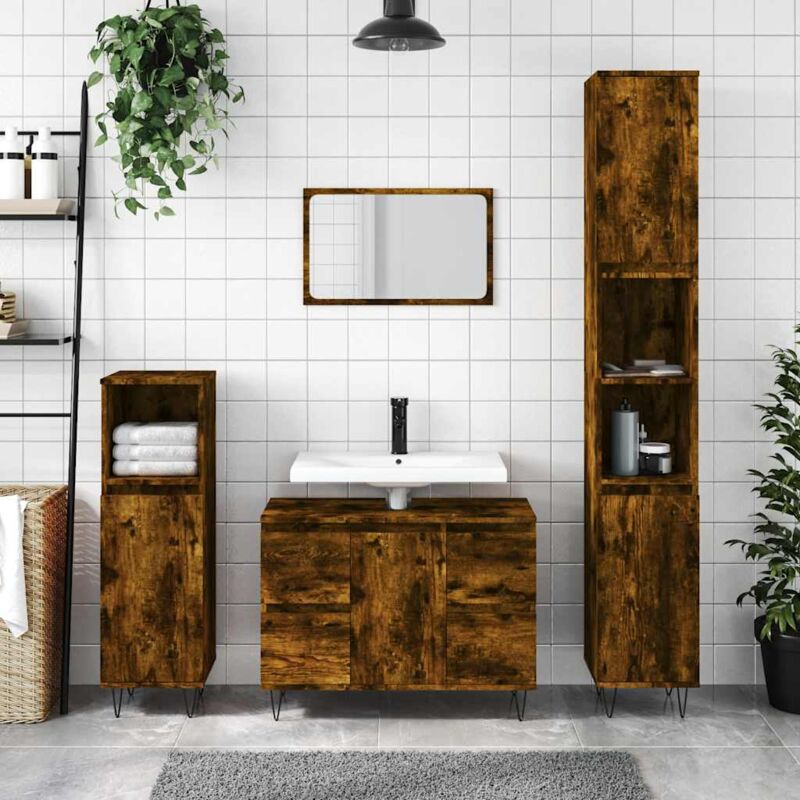 foto del prodotto furniture limited armadietto bagno rovere fumo 80x33x60 cm in
