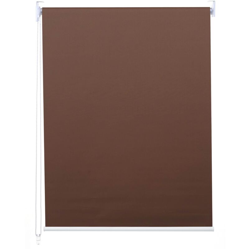 foto del prodotto tenda a rullo oscurante per finestra protezione solare con tirante laterale 80x160 cm marrone opaco 040004461