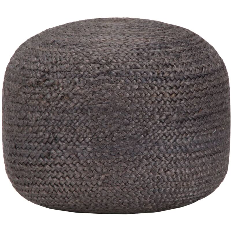 foto del prodotto pouf poggiapiedi realizzato artigianalmente in spago di iuta intrecciato grigio scuro 45 x 30 cm dec029999