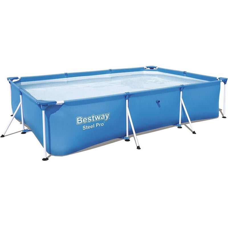 foto del prodotto trade shop traesio piscina con bordi rettangolare 3300lt fuori terra steel pro 300x201x66 cm 56404 