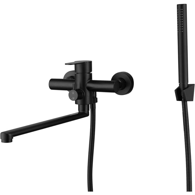 immagine 0 del prodotto gotrays rubinetto per vasca in acciaio inossidabile con doccetta, miscelatore monocomando, miscelatore per vasca nero con tubo flessibile per