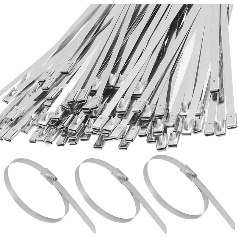 immagine 0 del prodotto gotrays 200 pezzi fascette autobloccanti in acciaio inossidabile, fascette metalliche, fascette per cavi, fascette per tubi 4,6400 mm, argento 