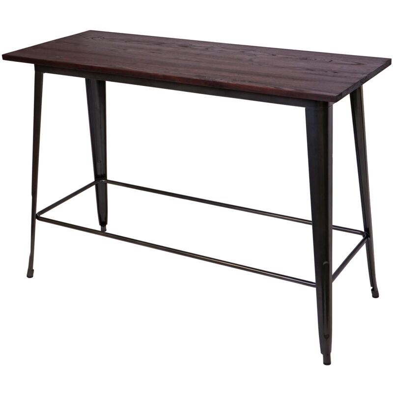 foto del prodotto tavolo da bar alto da bancone design industriale in legno di olmo 106x147x60 cm vintage marrone nero 040001246