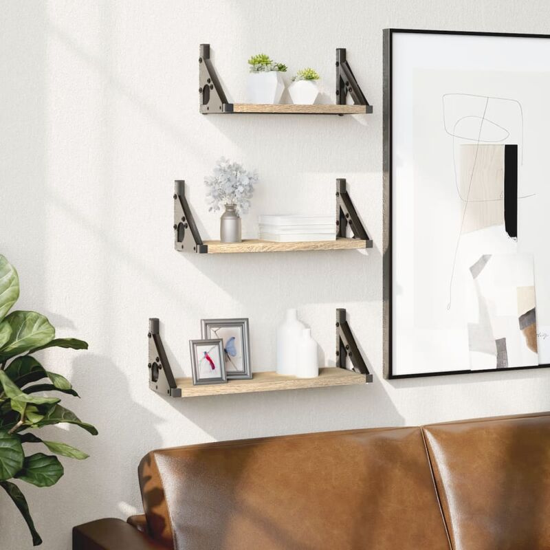 foto del prodotto furniture limited set mensole parete 3pz rovere sonoma in legno