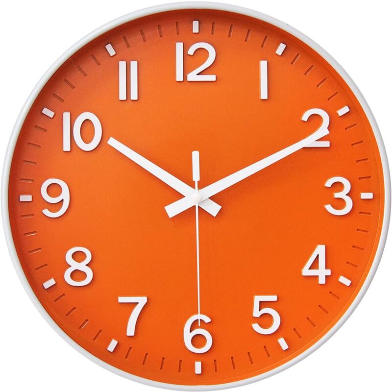 foto del prodotto gotrays orologio da parete da 12 pollici, silenzioso, senza ticchettio, per soggiorno, camera da letto, cucina, ufficio arancione 
