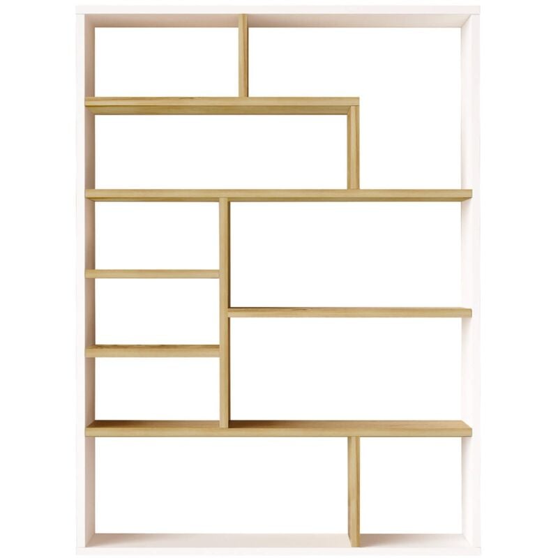 foto del prodotto libreria rebecca mobili laung 123,5x90x22 truciolato bianco rovere chiaro moderno