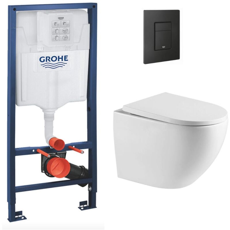 immagine 0 del prodotto rapid sl pack telaio di supporto wc sat senza flangia sedile softclose piastra nera opaca rapidsl fusiontq kf0 grohe