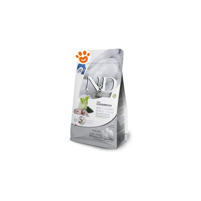 foto del prodotto farmina dog n d white adult medium maxi branzino, finocchio e spirulina dog n d white adult medium maxi branzino, finocchio e spirulina sacco da