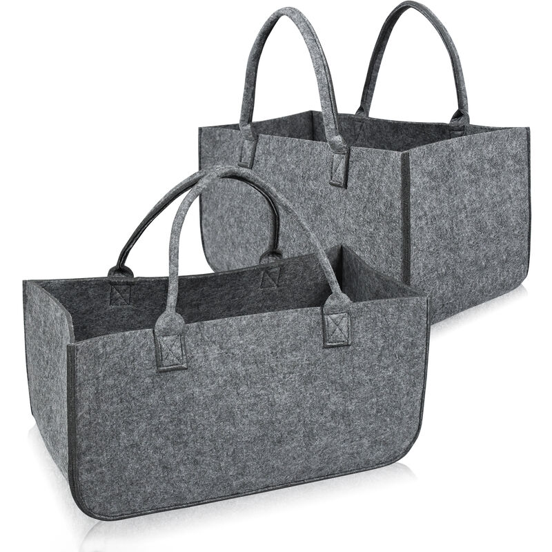 foto del prodotto hengmei cesti per legna borsa in feltro per legna da ardere, 2 pezzi, pieghevole, cestino in feltro per la spesa, borsa per legno, giornali, 50 x