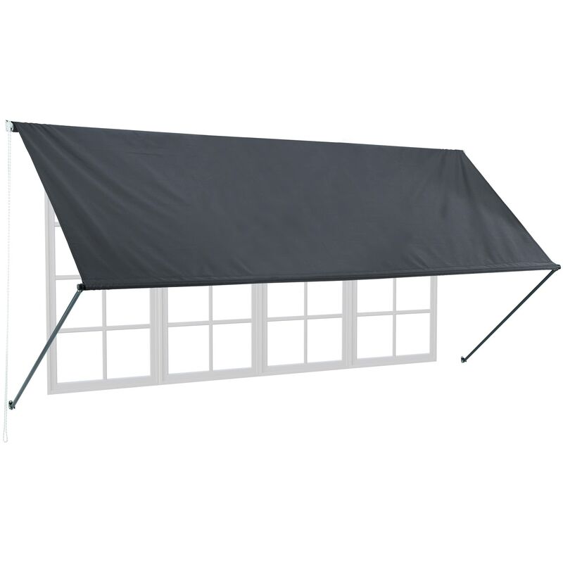 foto del prodotto tenda da sole bracci estensibili, 120 x 350 cm, parasole a caduta, avvolgibile, protezione uv, antracite, poliestere, 350 x 120 cm relaxdays