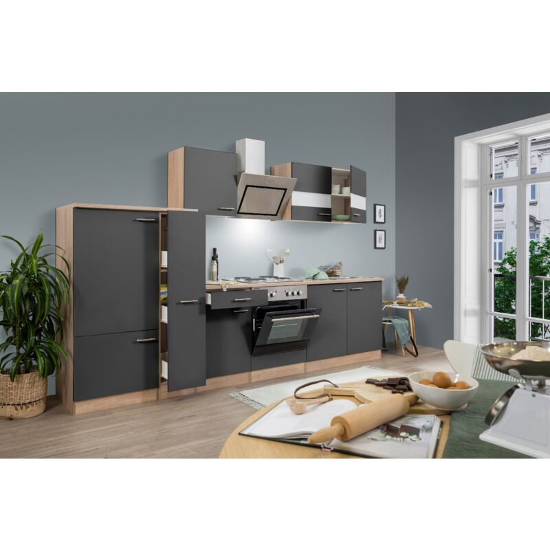 foto del prodotto cucina blocco cucina blocco cucina componibile rovere grigio merle 300 cm respekta