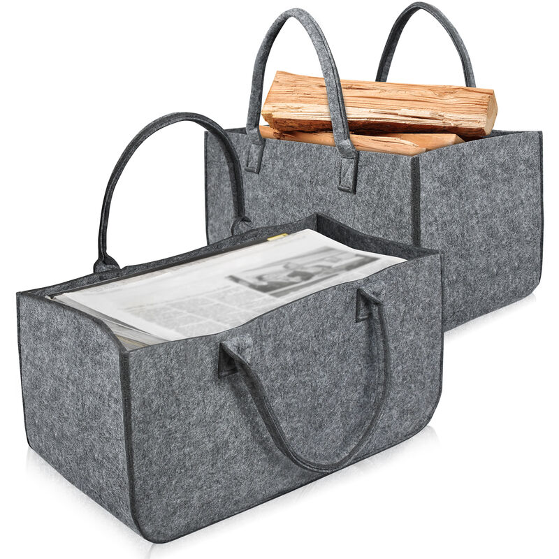 foto del prodotto hengmei cesti per legna borsa in feltro per legna da ardere, pieghevole, cestino per legna da ardere, borsa per la spesa in legno 50 x 25 x 25 cm