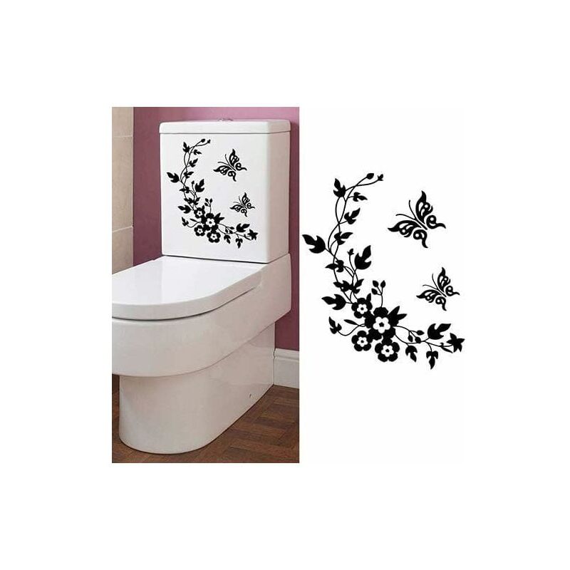 foto del prodotto snq adesivi murali fai da te con farfalle e fiori per il bagno, decorazioni per la casa, adesivi decorativi per il water, qualit affidabile e