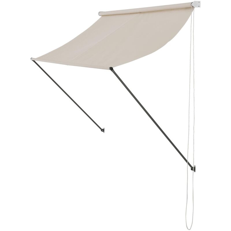 foto del prodotto tendalino parasole parasole da fissare al muro telaio in acciaio retrattile 400 x 120 cm beige