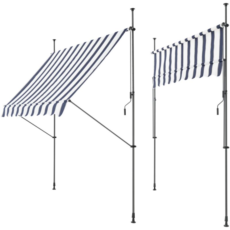 foto del prodotto tenda telescopica in acciaio poliestere 400 x 120 x 200 300 cm blu scuro bianco