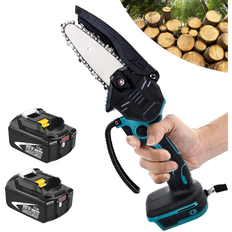 foto del prodotto teetok mini motosega elettrica a batteria da 4 pollici, sega per legno, sega con una sola mano, taglierina per legno nudo 2 batterie da 5,5 ah