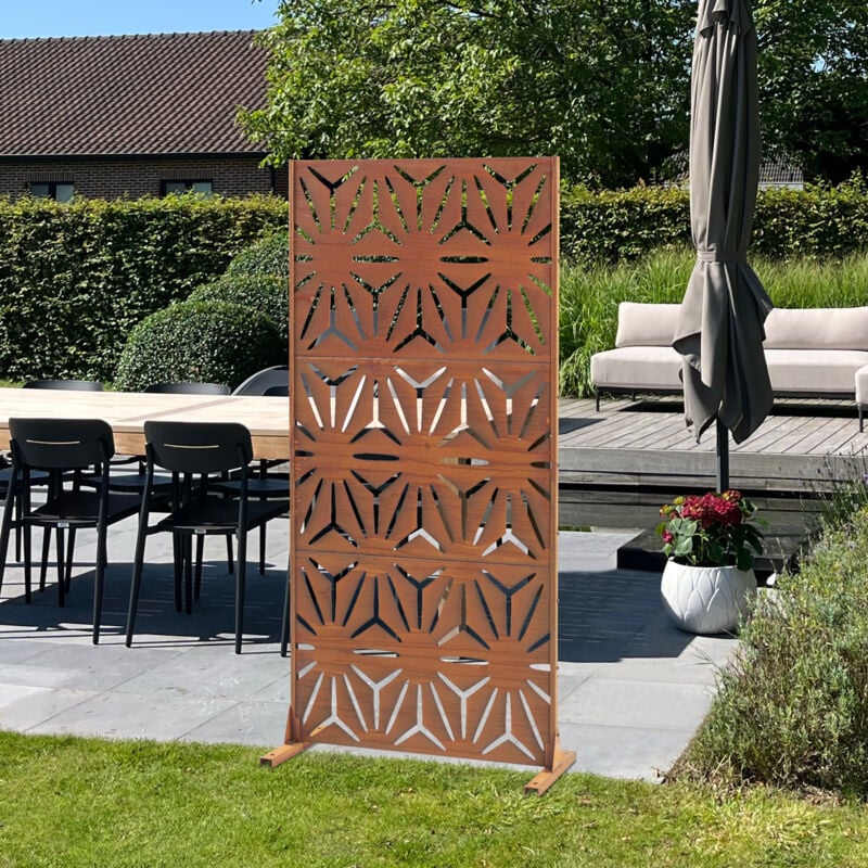 foto del prodotto pannello divisorio kilsturd in acciaio corten a motivo decorativo 180x90 cm marrone ossidato casa.pro