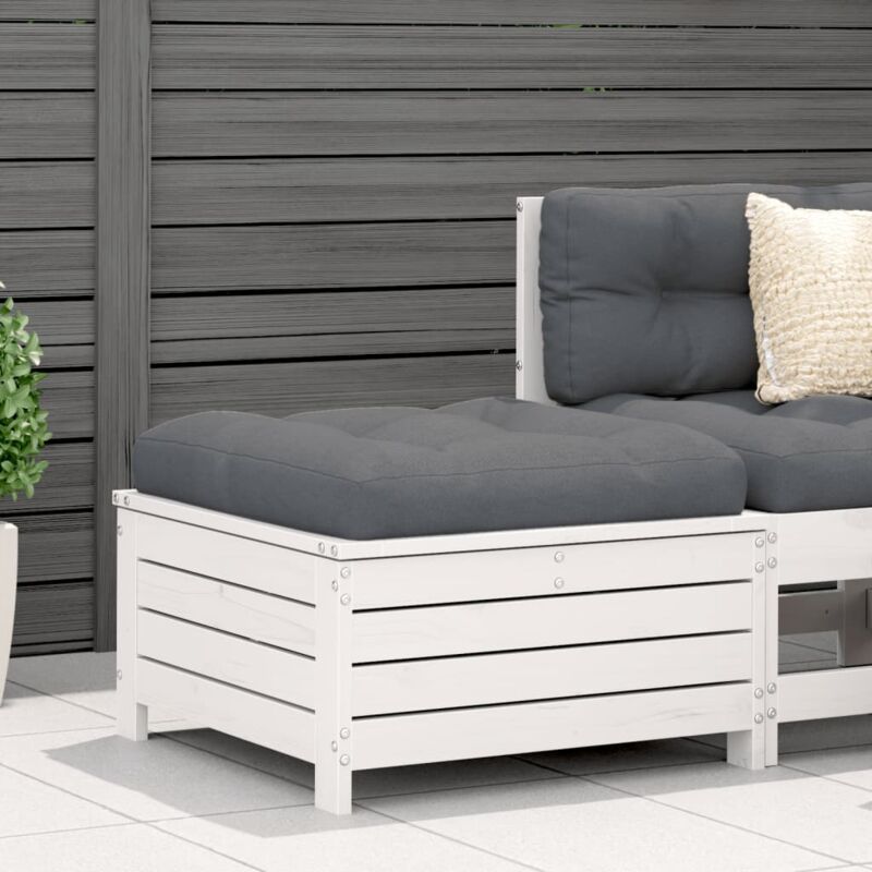 foto del prodotto poggiapiedi da giardino con cuscino legno massello pino bianco vidaxl
