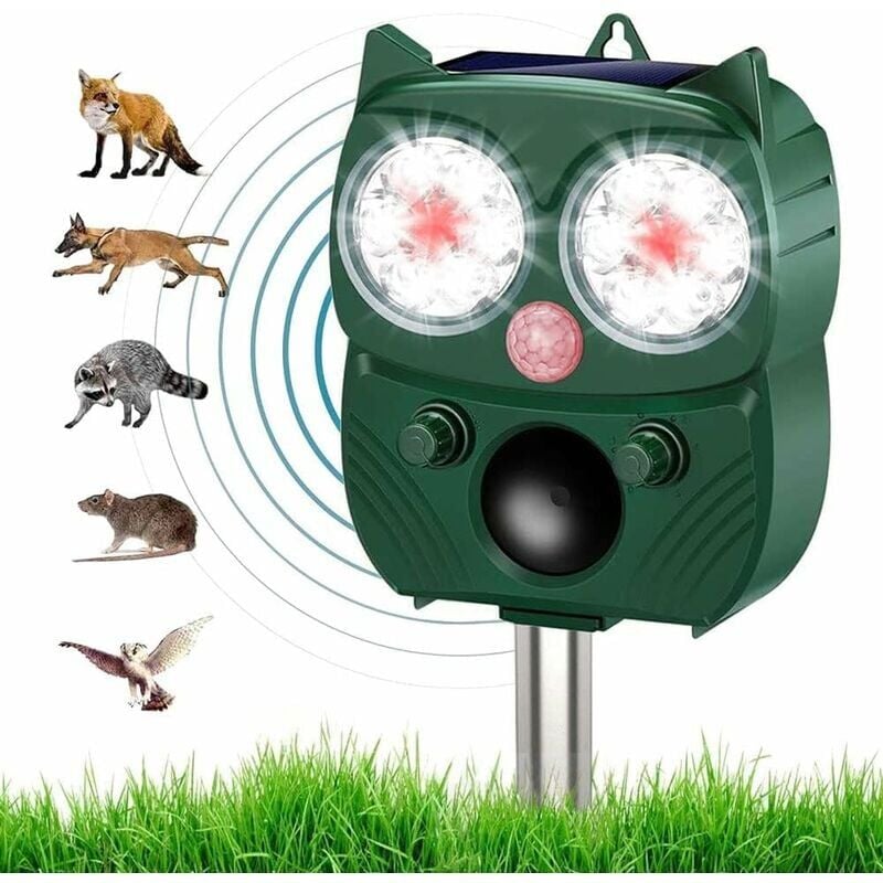 foto del prodotto snq repellente per gatti da esterno, repellente per gatti ad ultrasuoni, repellente per cani, ricarica solare, ricarica usb, impedisce l ingresso