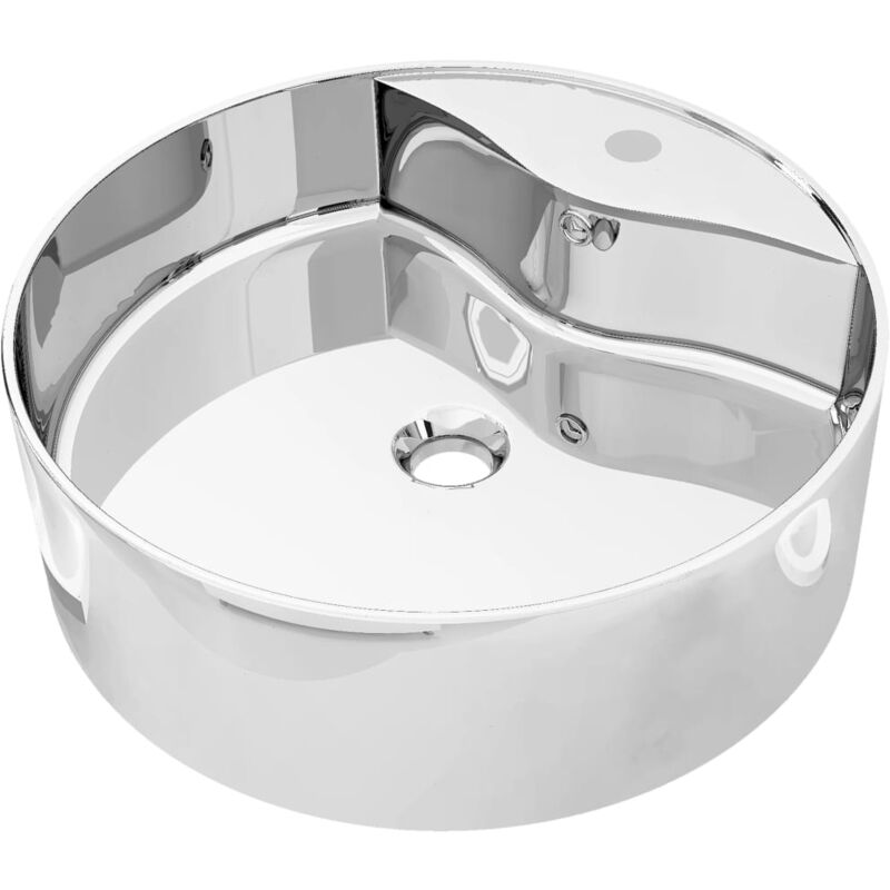 foto del prodotto lavabo da bagno con troppopieno diametro 46,5 cm in ceramica silver