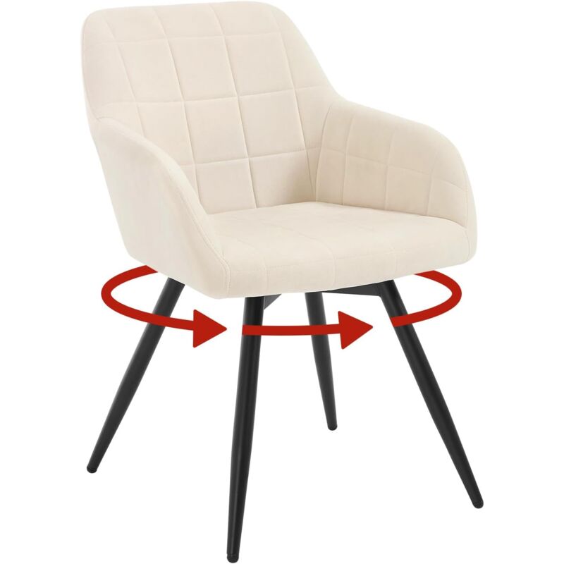 foto del prodotto 1x poltrona salotto girevole poltroncina imbottita moderna, sedia da scrivania per ufficio, velluto, beige woltu