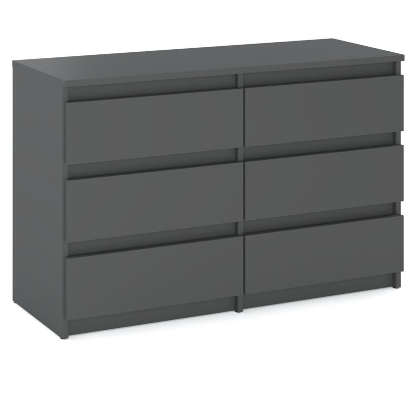 foto del prodotto cassettiera per soggiorno mobile tv 100 cm 6 cassetti credenza grigio opaco