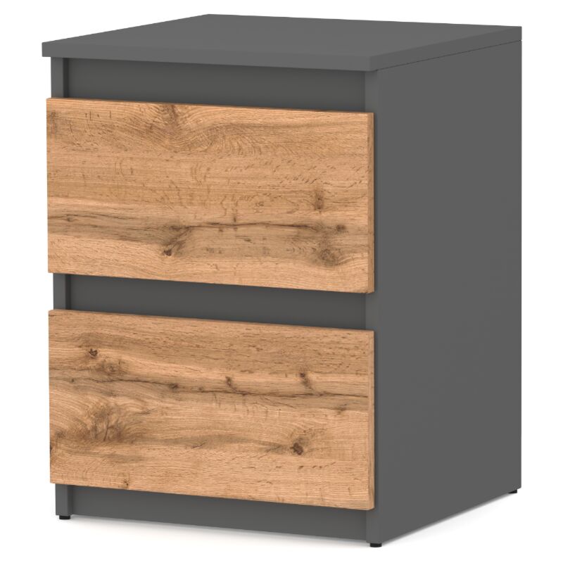 foto del prodotto comodino loft 40 cm grigio opaco rovere wotan grande tavolo camera da letto