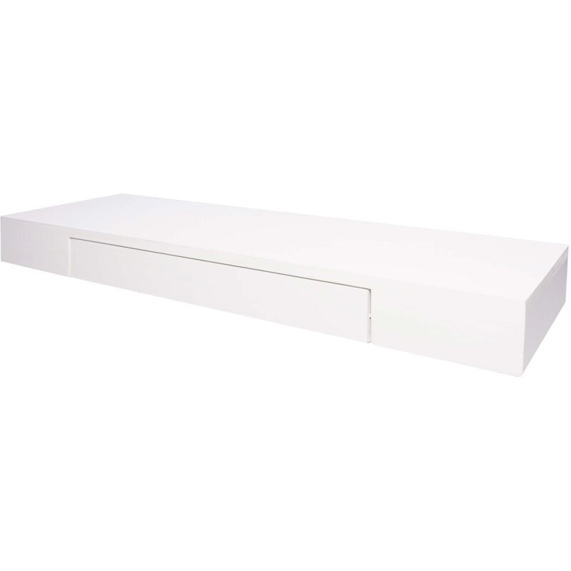 foto del prodotto mensola da muro mensola con cassetto in legno massello 8x80x25cm bianco 040005181