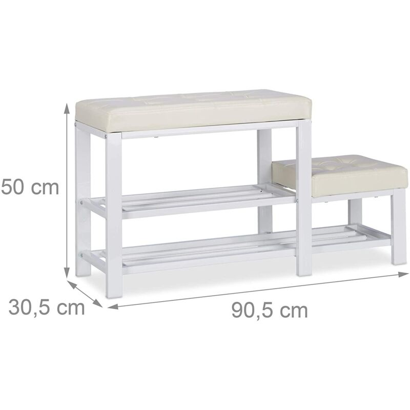 foto del prodotto helloshop26 panca da ingresso scarpiera panca sgabello 90,5 cm bianco