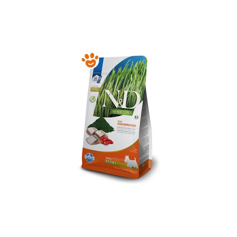 foto del prodotto dog n d spirulina adult mini aringa dog n d spirulina adult mini aringa sacco da 2 kg farmina