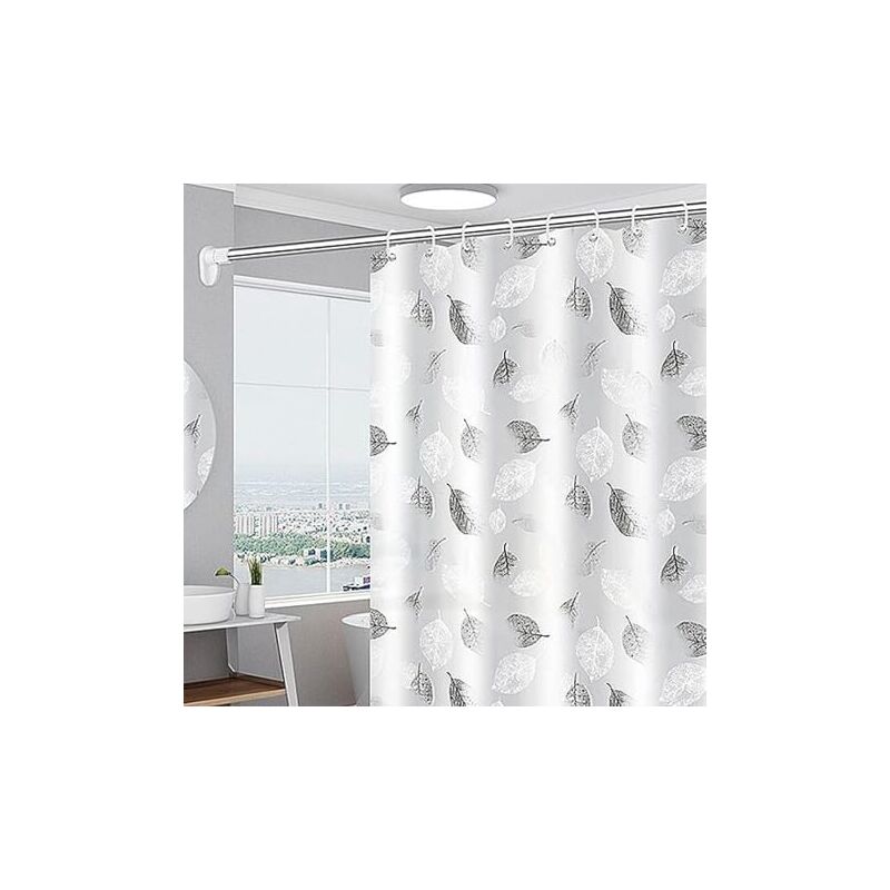 foto del prodotto snq pz. tende da doccia, tenda da doccia 180x200 cm, tenda da doccia antimuffa tenda a foglia bianca lavabile con 12 ganci per tende per