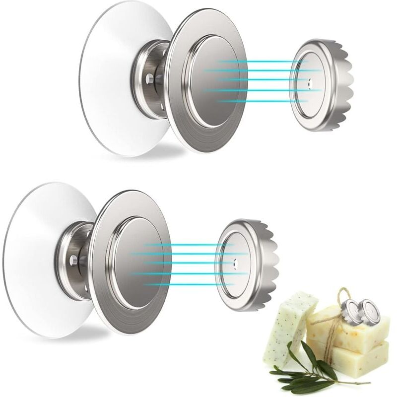foto del prodotto snq pezzi portasapone magnetico, portasapone magnetico con ventosa, portasapone in acciaio inox da parete senza forare, facile da smontare, adatto