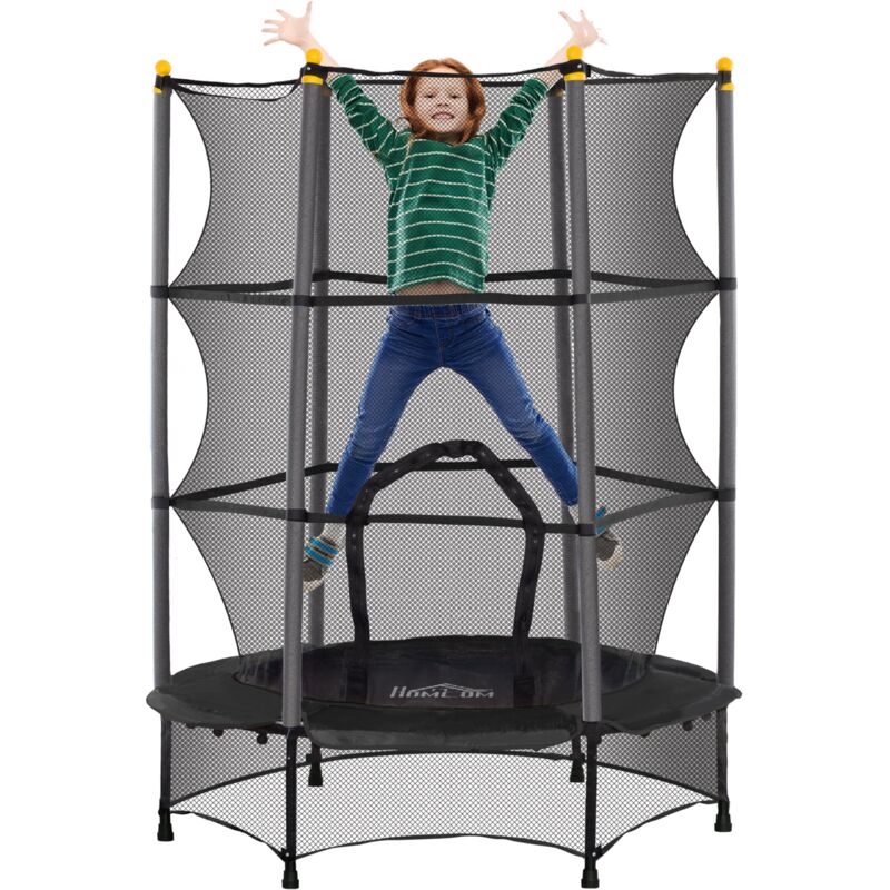 immagine 0 del prodotto tappeto elastico per bambini 140 x 190 cm con rete di sicurezza e pali imbottiti et 3 10 anni nero