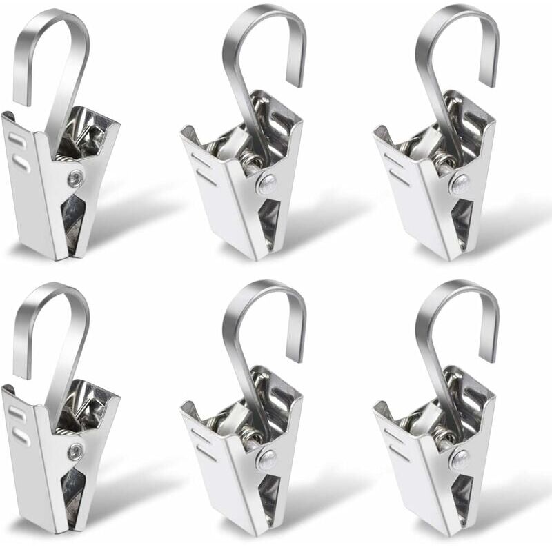 foto del prodotto anelli per tende con clip, 100 pezzi anelli per tende in acciaio inossidabile per decorazioni per finestre di casa foto artigianato, argento