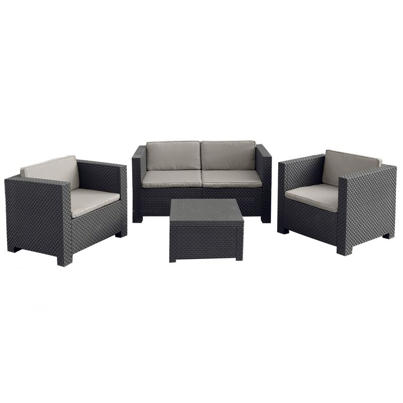foto del prodotto salotto da giardino 4 posti effetto resina intrecciata grigio ankara