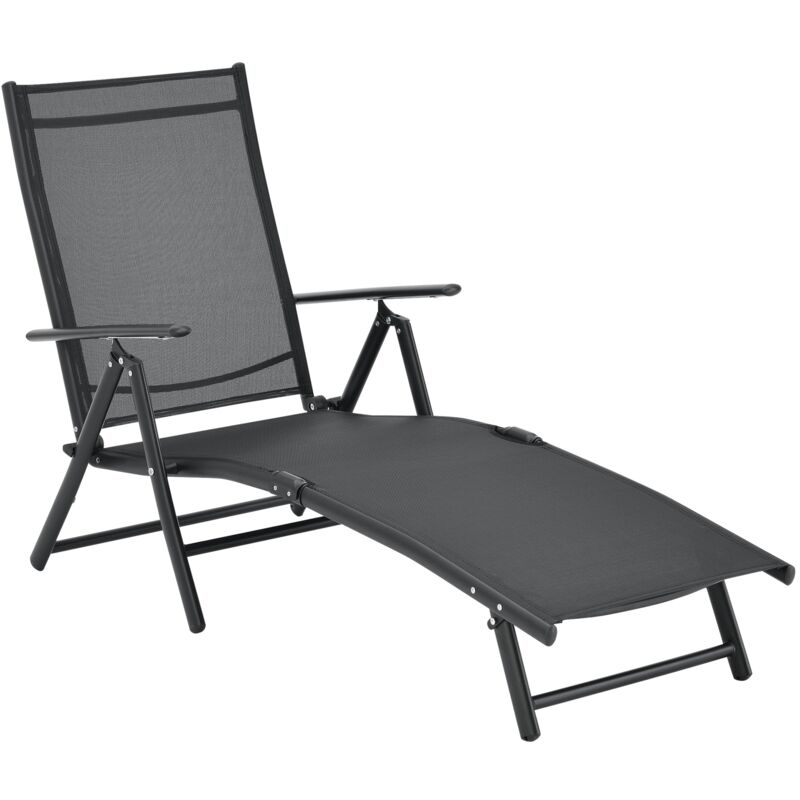 foto del prodotto lettino prendisole reclinabile 160 con braccioli 150 x 65 x 86 cm nero