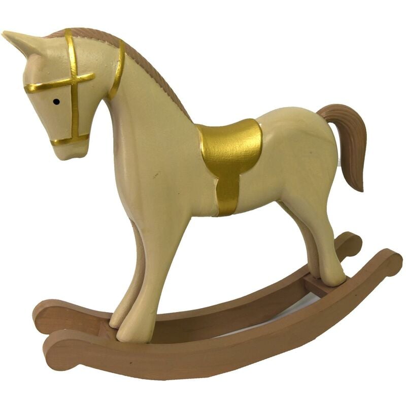 foto del prodotto vacchetti cavallo a dondolo legno oro beige cm26,5x6,5h23