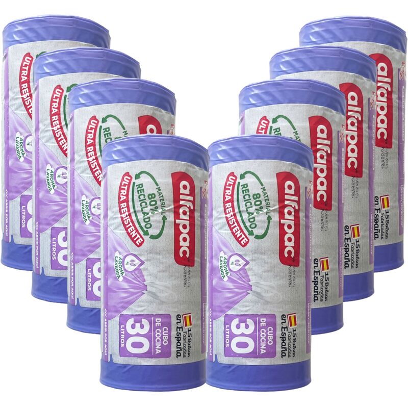 foto del prodotto alfapac riciclato all 80 10 rotoli da 15 sacchetti della spazzatura richiudibili, 10 litri